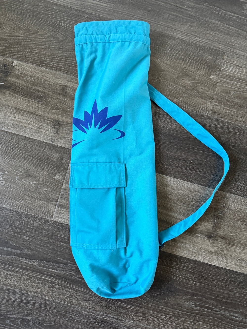 Turquoise blue Yoga Mat/Accessory Bag with Blue Lotus Graphic